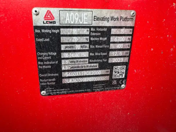 Click Here To Enlarge This Photo Of LGMG Articulated Boom - A09JE - IP103510