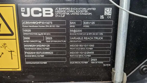 Click Here To Enlarge This Photo Of JCB Telehandler - 535V-125 - IP103511