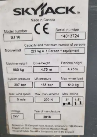 Click Here To Enlarge This Photo Of SkyJack Mast Lift - SJ16 - IP103658